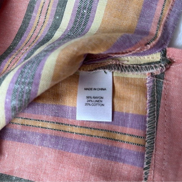 Drew Anthropologie Linen Cotton Blend Agave Rainbow Stripe Tank Top Small - Picture 8 of 9